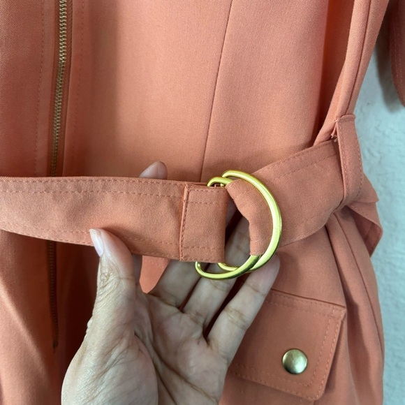 Sharagano Women's Short Sleeve Casual Shirt Dress with Front Pockets Size 14 - Picture 9 of 12